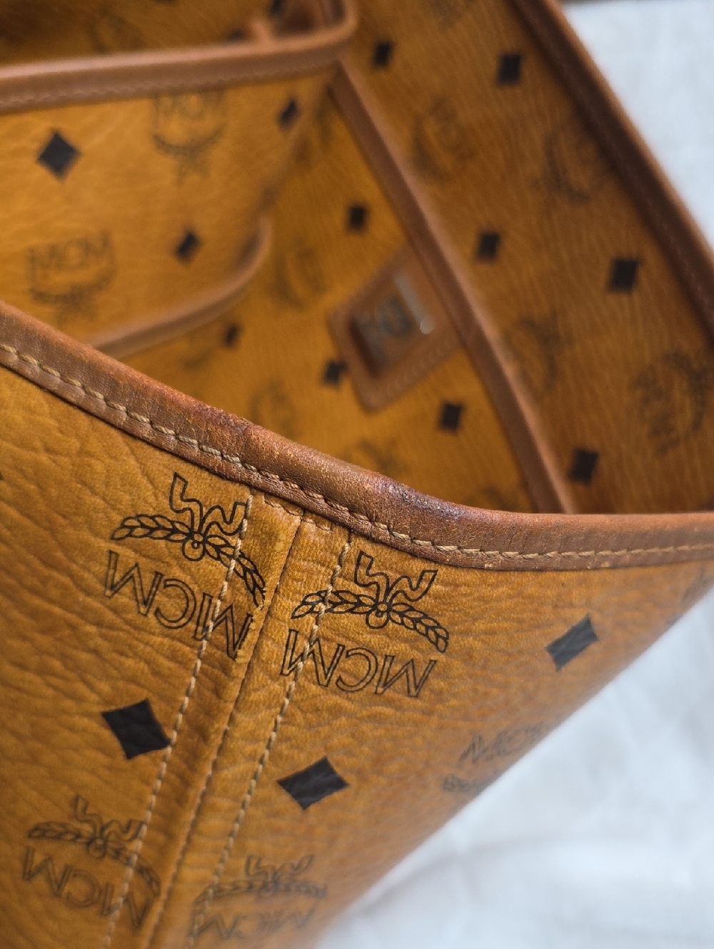 MCM Cognac Visetos Tote Bag - Picture 14 of 16